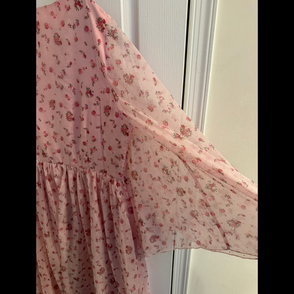 JessaKae Rosamund Pink Floral Maxi Dress w/sparkle - Picture 5 of 5